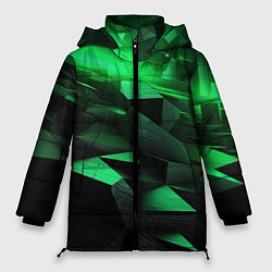 Куртка зимняя женская Зеленые квадратные плиты, цвет: 3D-черный