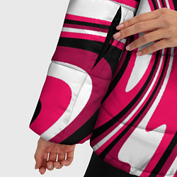 Куртка зимняя женская Абстракция волны чёрно-розовый, цвет: 3D-черный — фото 2