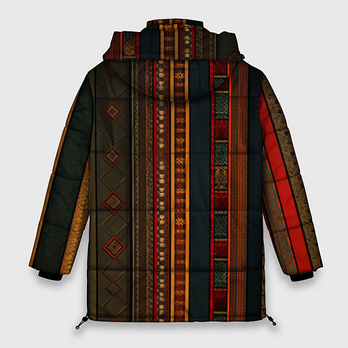 Женская зимняя куртка Этнический узор в вертикальную полоску / 3D-Светло-серый – фото 2