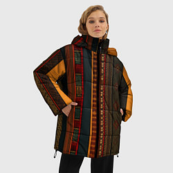 Куртка зимняя женская Этнический узор в вертикальную полоску, цвет: 3D-светло-серый — фото 2