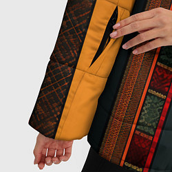 Куртка зимняя женская Этнический узор в вертикальную полоску, цвет: 3D-красный — фото 2