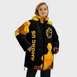 Куртка зимняя женская Among Us - gold gradient вертикально, цвет: 3D-черный — фото 2