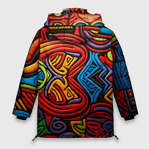 Женская зимняя куртка Разноцветный узор в стиле абстракционизм / 3D-Светло-серый – фото 2