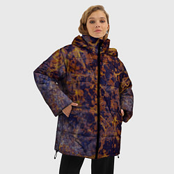 Куртка зимняя женская Абстракция - анютины глазки, цвет: 3D-черный — фото 2