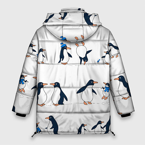Женская зимняя куртка Семейство пингвинов на прогулке / 3D-Светло-серый – фото 2