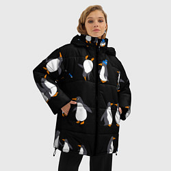 Куртка зимняя женская Веселая семья пингвинов, цвет: 3D-светло-серый — фото 2