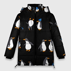 Куртка зимняя женская Веселая семья пингвинов, цвет: 3D-красный