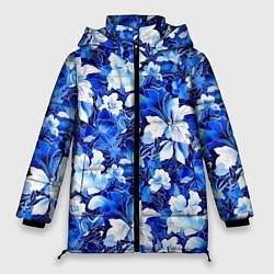 Куртка зимняя женская Голубой цветник, цвет: 3D-светло-серый