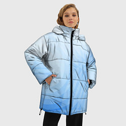 Куртка зимняя женская Абстракция с голубыми кругами, цвет: 3D-красный — фото 2