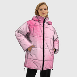 Куртка зимняя женская Абстракция с розовыми кругами, цвет: 3D-черный — фото 2