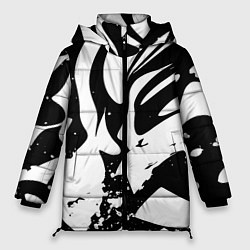 Куртка зимняя женская Экспрессивная чб абстракция, цвет: 3D-светло-серый
