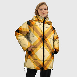 Куртка зимняя женская Желтая шотландская клетка, цвет: 3D-красный — фото 2