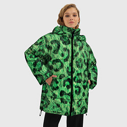 Куртка зимняя женская Зелёный леопард паттерн, цвет: 3D-черный — фото 2
