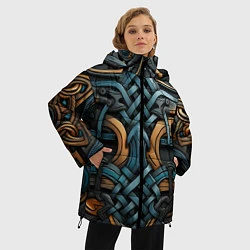 Куртка зимняя женская Асимметричный узор в скандинавском стиле, цвет: 3D-светло-серый — фото 2