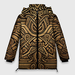 Куртка зимняя женская Орнамент в стиле викингов, цвет: 3D-красный