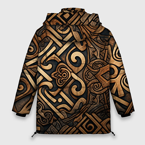 Женская зимняя куртка Асимметричный узор в викингском стиле / 3D-Светло-серый – фото 2