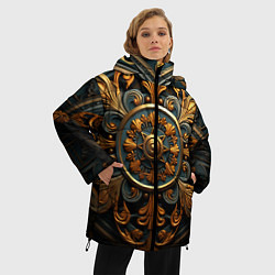 Куртка зимняя женская Круглый орнамент в викингском стиле, цвет: 3D-красный — фото 2