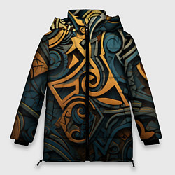 Куртка зимняя женская Абстрактный узор в викингском стиле, цвет: 3D-светло-серый