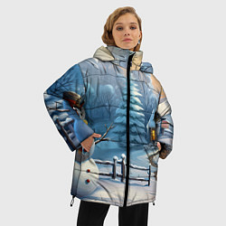 Куртка зимняя женская Новый год и снеговик, цвет: 3D-черный — фото 2