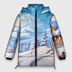 Куртка зимняя женская Снежный новогодний денек, цвет: 3D-черный