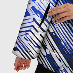 Куртка зимняя женская Киберпанк линии белые и синие, цвет: 3D-светло-серый — фото 2