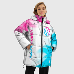 Куртка зимняя женская Volkswagen neon gradient style вертикально, цвет: 3D-черный — фото 2