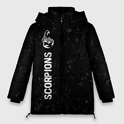 Куртка зимняя женская Scorpions glitch на темном фоне по-вертикали, цвет: 3D-черный