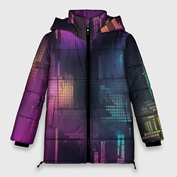 Куртка зимняя женская Цветные пиксели retro, цвет: 3D-черный