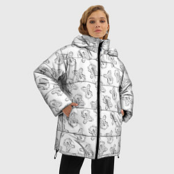 Куртка зимняя женская Сончас у мишек - принт раскраска, цвет: 3D-светло-серый — фото 2