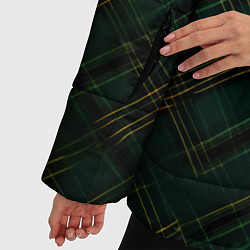 Куртка зимняя женская Тёмно-зелёная диагональная клетка в шотландском ст, цвет: 3D-черный — фото 2