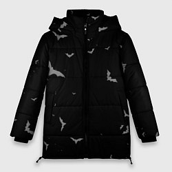 Куртка зимняя женская Летучие мыши на черном небе, цвет: 3D-черный