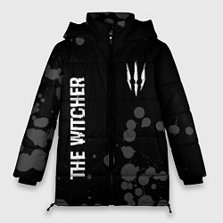 Женская зимняя куртка The Witcher glitch на темном фоне вертикально