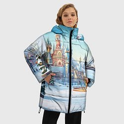 Куртка зимняя женская Новогодний городской пейзаж, цвет: 3D-светло-серый — фото 2