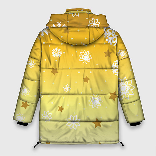 Женская зимняя куртка Снежинки и звезды на желтом / 3D-Светло-серый – фото 2
