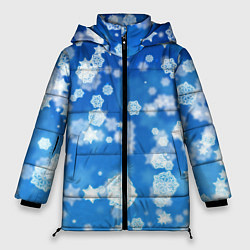 Куртка зимняя женская Декоративные снежинки на синем, цвет: 3D-черный