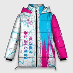 Куртка зимняя женская Bring Me the Horizon neon gradient style по-вертик, цвет: 3D-черный