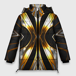 Куртка зимняя женская Неоновый узор стальная бабочка, цвет: 3D-красный