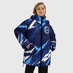 Куртка зимняя женская Вольво - синяя абстракция, цвет: 3D-черный — фото 2