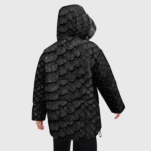 Женская зимняя куртка Черная кожа рептилии / 3D-Красный – фото 4