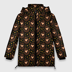 Куртка зимняя женская Волшебные сердечки, цвет: 3D-черный