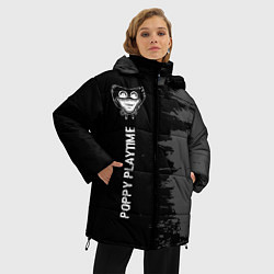 Куртка зимняя женская Poppy Playtime glitch на темном фоне по-вертикали, цвет: 3D-черный — фото 2