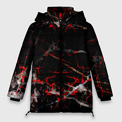Куртка зимняя женская Красные узоры, цвет: 3D-черный