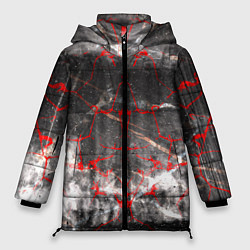 Куртка зимняя женская Красные узоры, цвет: 3D-черный