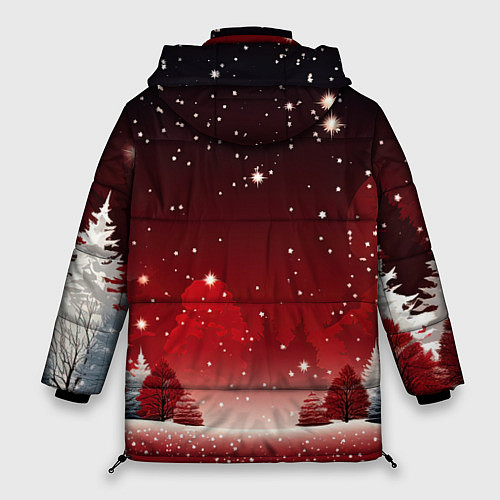 Женская зимняя куртка Зимний берег реки с деревьями и льдом / 3D-Светло-серый – фото 2