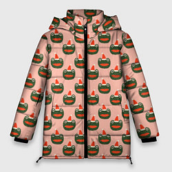 Куртка зимняя женская Рождественская лягушка, цвет: 3D-светло-серый