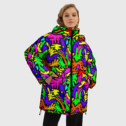 Куртка зимняя женская Яркие цветные каракули, цвет: 3D-красный — фото 2