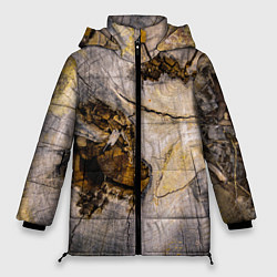 Куртка зимняя женская Текстура пня сосны, цвет: 3D-черный