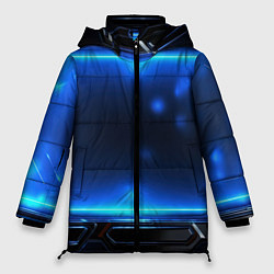 Куртка зимняя женская Синий неоновый экран, цвет: 3D-черный