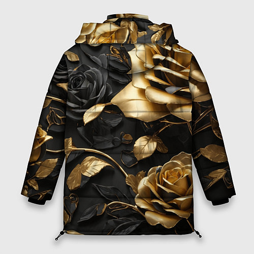 Женская зимняя куртка Металлические розы золотые и черные / 3D-Светло-серый – фото 2