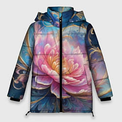 Куртка зимняя женская Цветок в космосе, цвет: 3D-красный